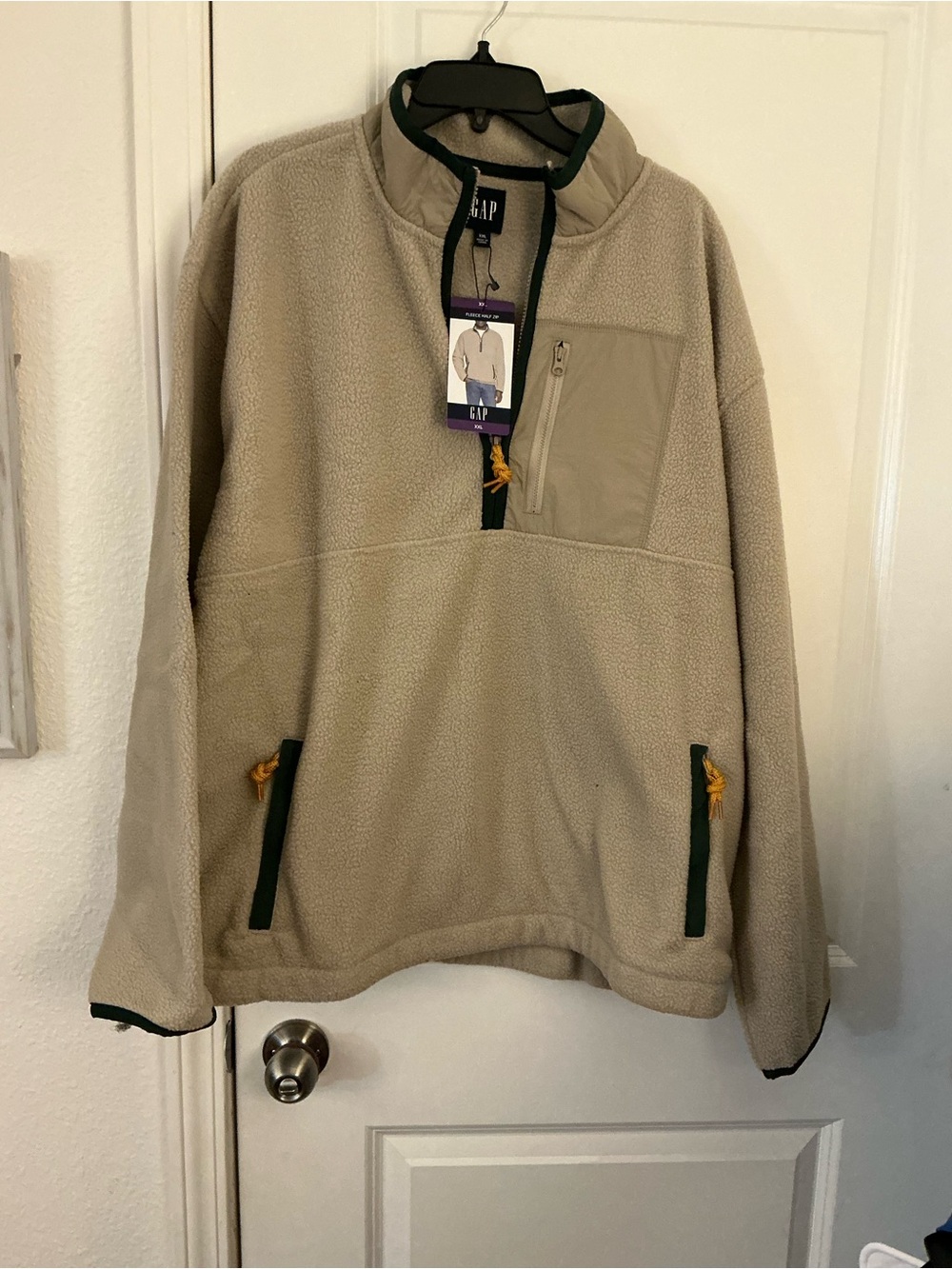 Gap Men's XXL Arctic Sherpa Fleece Half Zip Pullover Jacket Cream NWT